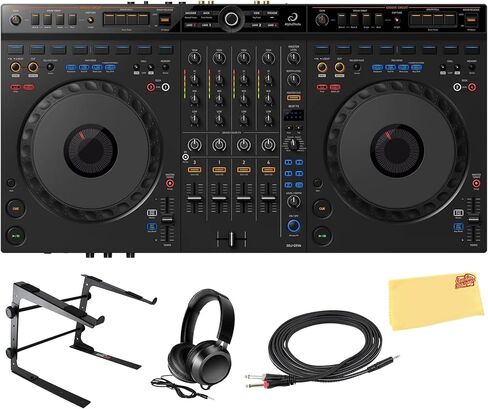 Pioneer DJ AlphaTheta DDJ-FLX2 Compact 2-Channel DJ Controller Bundle with Case, Instrument Cable, Headphones, and Austin Bazaar Polishing Cloth in Kuwait