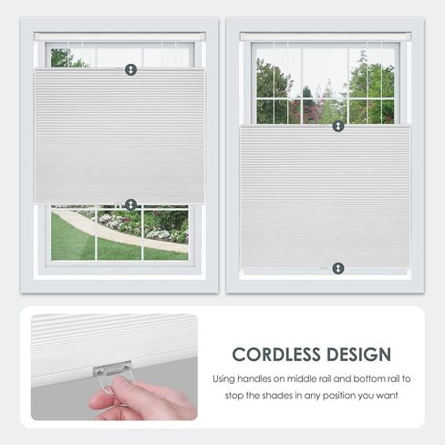 LazBlinds No Tools No Drill Cordless Cellular Shades, Top Down Bottom Up (TDBU) Honeycomb Shades for Home, Blackout Light Blocking Thermal Insulation Blinds for Windows, 61" W x 48" H, Beige in Saudi Arabia