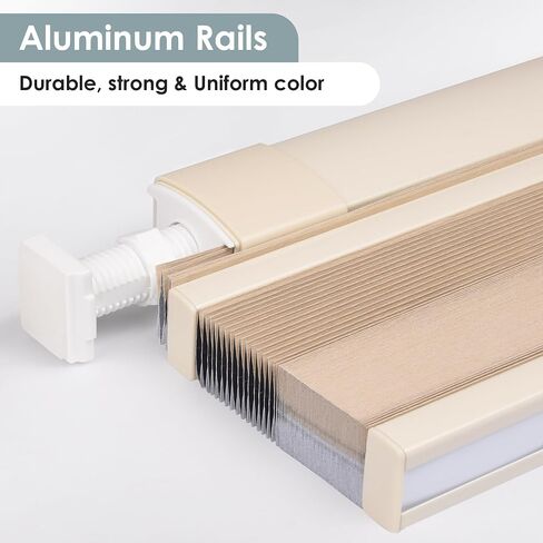LazBlinds No Tools No Drill Cordless Cellular Shades, Top Down Bottom Up (TDBU) Honeycomb Shades for Home, Blackout Light Blocking Thermal Insulation Blinds for Windows, 61" W x 48" H, Beige in Saudi Arabia