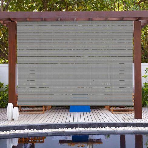 Patio Paradise Shades Roll Up Outdoor 4'Wx5'H Roller Shade Exterior Patio Blinds for Outside Porch Deck Balcony Pergola Carport, Brown Hollow Out in Saudi Arabia