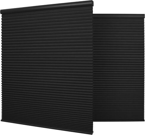 Boolegon Blackout Cellular Shades Cordless Windows Color-Matched Honeycomb Blinds Hidden Mounting 1.5 Inches Single Cell Cellular Blinds for Home, Blackout-Black, 16" W x 56" H in Saudi Arabia