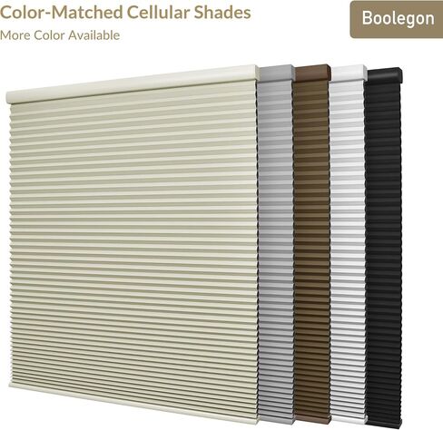 Boolegon Blackout Cellular Shades Cordless Windows Color-Matched Honeycomb Blinds Hidden Mounting 1.5 Inches Single Cell Cellular Blinds for Home, Blackout-Black, 16" W x 56" H in Saudi Arabia