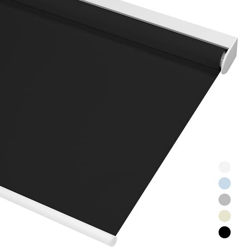 Boolegon Blackout Roller Shades for Windows Cordless Room Darkening Roller Blinds Black Out Window Shades for Home Office Bedroom Media Room Sliding Door Black,35.5" W x 36" H in Saudi Arabia