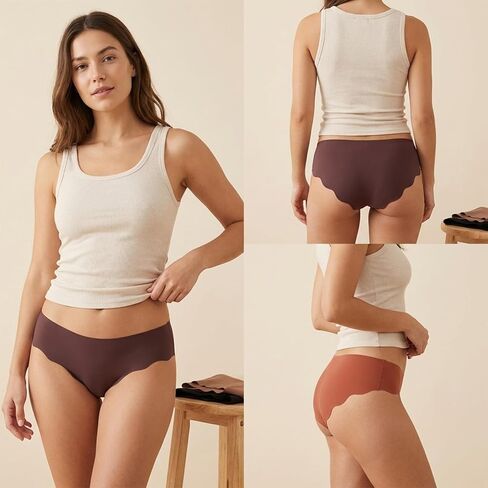 6 Pack Women’s Seamless Underwear No Show Bikini Briefs High Waisted Full Coverage Soft Stretch Breathable Comfortable Invisibles Panties for Ladies Daily Casual Wear Multicolor in Saudi Arabia