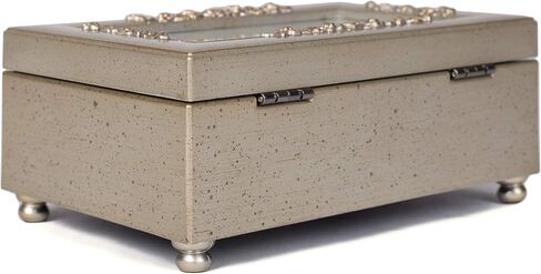 Cottage Garden Happy 50th Anniversary Champagne Silver Petite Rose Musical Jewelry Box Plays How Great Thou Art in Kuwait
