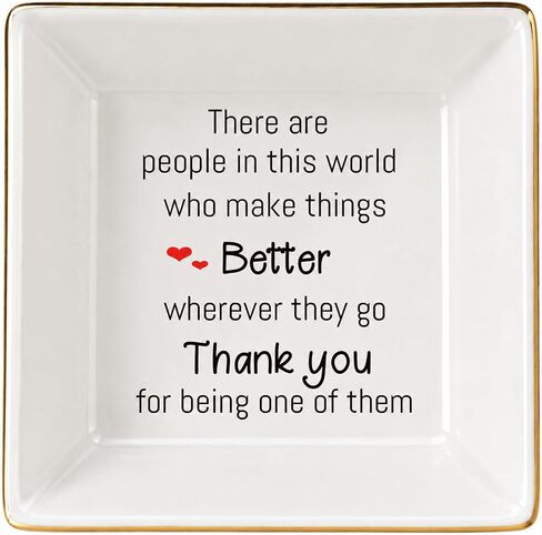 Thank You Gift for Women, Ceramic Jewelry Dish, Appreciation, Going Away, Retirement Gifts for Coworkers, Hostesses, Teachers, Friends, Nurse, Decorative Jewelry Tray for Home Decor (Thank you) in Kuwait