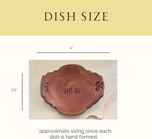 Pottery Ring Dish, 9th Wedding Anniversary with Tally Marks, for her in Saudi Arabia