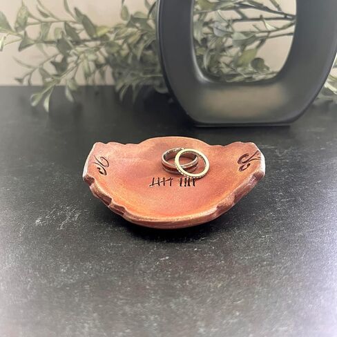Pottery Ring Dish, 9th Wedding Anniversary with Tally Marks, for her in Saudi Arabia