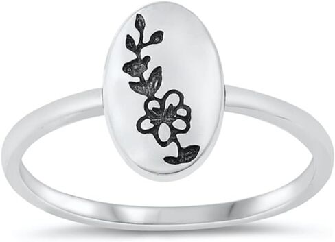CloseoutWarehouse Sterling Silver Oval Daisy Flower Ring in Kuwait