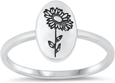 CloseoutWarehouse Sterling Silver Oval Daisy Flower Ring in Kuwait