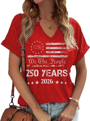 MHTOR 250 Anniversary USA Shirt Women America 250 Years We The People Celebration T-Shirt Festival T-Shirt Patriotic Shirts in Kuwait