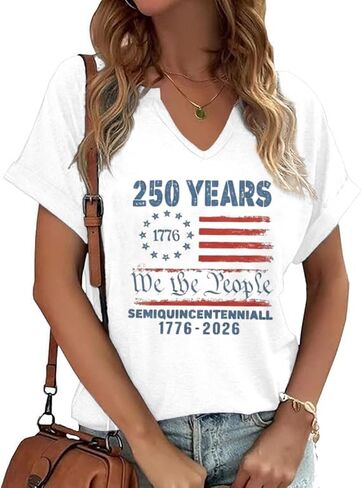 MHTOR 250 Anniversary USA Shirt Women America 250 Years We The People Celebration T-Shirt Festival T-Shirt Patriotic Shirts in Kuwait