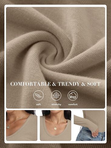 ANRABESS Women's Wool Blend Long Sleeve V Neck Shirts | Comfy Soft Top, Slim Fit Knit, Daily Travel Going Out Clothes, Basic Casual, Fall Spring Transition Outfits in Kuwait