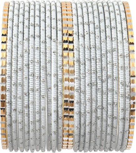Jewar Mandi Colorful Indian Bollywood Metal Textured Bangle Set for Women – 2 Dozen Multicolor Alloy Bangles, Stacking Bracelets for Weddings, Parties, Festivals & Gifts, Set of 24 in Kuwait