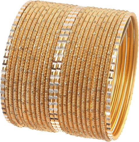 Jewar Mandi Colorful Indian Bollywood Metal Textured Bangle Set for Women – 2 Dozen Multicolor Alloy Bangles, Stacking Bracelets for Weddings, Parties, Festivals & Gifts, Set of 24 in Kuwait