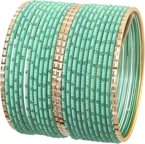 Jewar Mandi Colorful Indian Bollywood Metal Textured Bangle Set for Women – 2 Dozen Multicolor Alloy Bangles, Stacking Bracelets for Weddings, Parties, Festivals & Gifts, Set of 24 in Kuwait