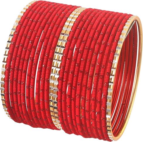 Jewar Mandi Colorful Indian Bollywood Metal Textured Bangle Set for Women – 2 Dozen Multicolor Alloy Bangles, Stacking Bracelets for Weddings, Parties, Festivals & Gifts, Set of 24 in Kuwait