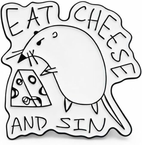 Sarcastic Rat Pin - Funny Mouse Enamel Pins Brooch with Eat Cheese and Sin for Backpacks,Jackets,Hats. Hilarious Gag Brooches Gift for Girls, Friends,Students,Teenages in Saudi Arabia