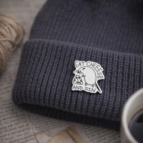 Sarcastic Rat Pin - Funny Mouse Enamel Pins Brooch with Eat Cheese and Sin for Backpacks,Jackets,Hats. Hilarious Gag Brooches Gift for Girls, Friends,Students,Teenages in Saudi Arabia