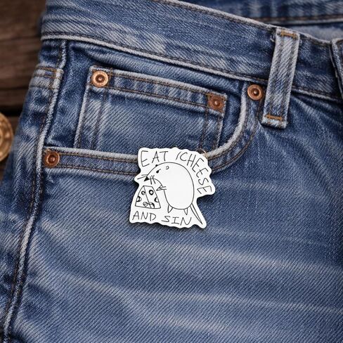 Sarcastic Rat Pin - Funny Mouse Enamel Pins Brooch with Eat Cheese and Sin for Backpacks,Jackets,Hats. Hilarious Gag Brooches Gift for Girls, Friends,Students,Teenages in Saudi Arabia