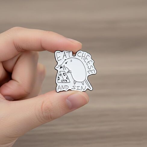 Sarcastic Rat Pin - Funny Mouse Enamel Pins Brooch with Eat Cheese and Sin for Backpacks,Jackets,Hats. Hilarious Gag Brooches Gift for Girls, Friends,Students,Teenages in Saudi Arabia