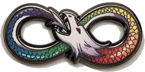 Ouroboros Enamel Pin Infinite Rainbow Scales White Dragon Infiinity Symbol in Kuwait
