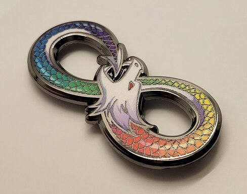 Ouroboros Enamel Pin Infinite Rainbow Scales White Dragon Infiinity Symbol in Kuwait