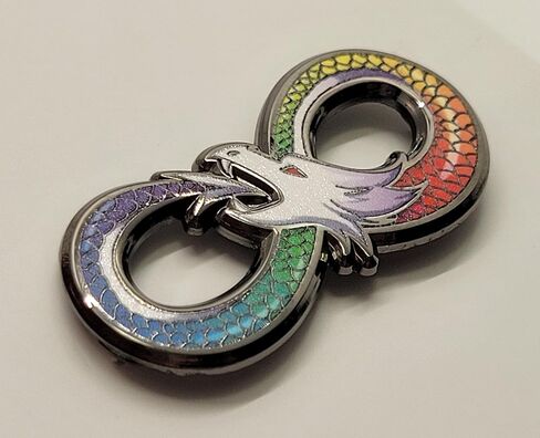 Ouroboros Enamel Pin Infinite Rainbow Scales White Dragon Infiinity Symbol in Kuwait