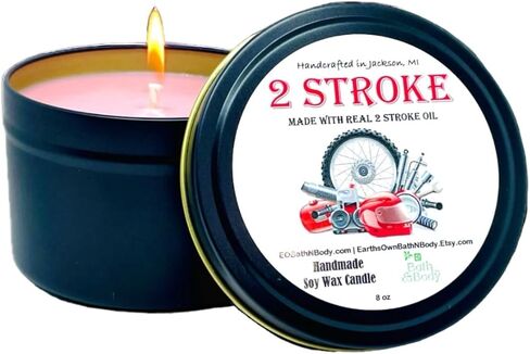 2 Stroke Engine Dirt Bike Race Fuel Aroma Soy Candle | Unique Hand Poured Gift | Motocross | Man Cave | 8 oz in Kuwait