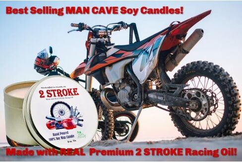2 Stroke Engine Dirt Bike Race Fuel Aroma Soy Candle | Unique Hand Poured Gift | Motocross | Man Cave | 8 oz in Kuwait