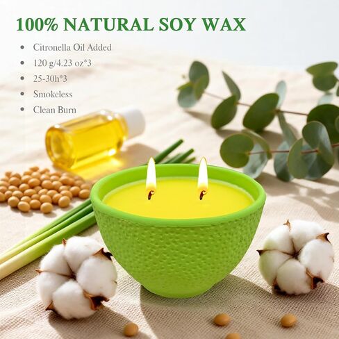 Citronella Candles, 90 Hours Long Lasting Citronella Scented Candle for Patio, Garden, Backyard, Terrace, Deck, Balcony, Porch, 2-Wick Natural Soy Wax Candles 3 Packs for Camping, BBQ, Party, Picnic in Saudi Arabia