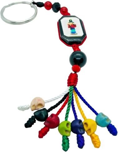 Santuario Jewelry Holy death keychain 7 powers 7 skulls colors beads handmade in Saudi Arabia