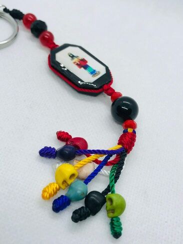 Santuario Jewelry Holy death keychain 7 powers 7 skulls colors beads handmade in Saudi Arabia