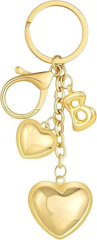 Bubble Initial Heart-shaped KeyChain Gold Letter Bag Charms for Women Cute Heart Keyring for Purse Handbag in Saudi Arabia
