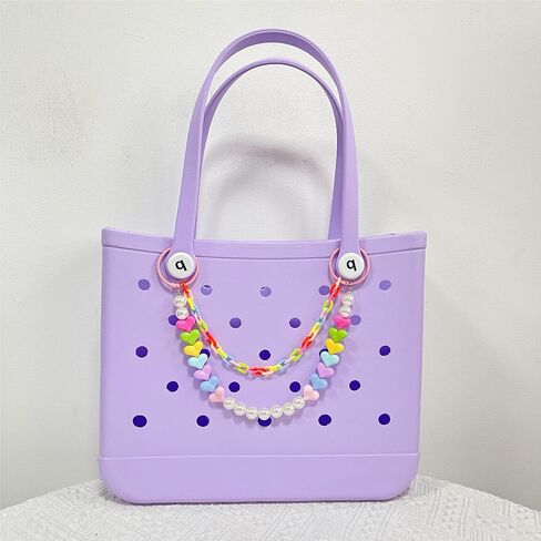 Cute Colorful Heart Pearl Chain Keychain for Women,Bag Charms for Tote Bag,Accessory Purse Charms for Handbag in Saudi Arabia