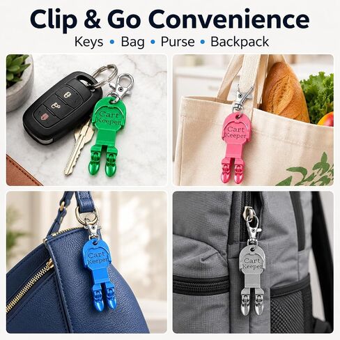 4 Pack Quarter Holder Keychain for Aldi Shopping Cart - Grocery Cart Coin Holder for Supermarket Shopping - 3D Printed 25cent Articulated Cart Keeper with Lobster Clasp-Multi-color in Saudi Arabia