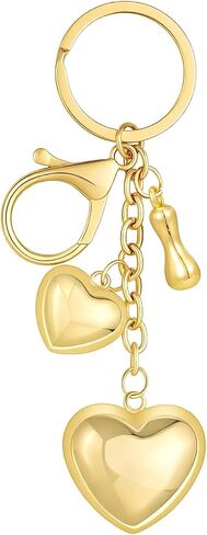 Bubble Initial Heart-shaped KeyChain Gold Letter Bag Charms for Women Cute Heart Keyring for Purse Handbag in Saudi Arabia