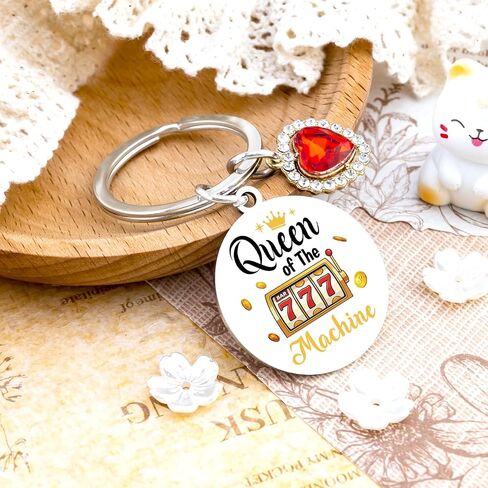 Gambling Gifts for Gambler Slot Machine Keychain Casino Gifts for Women Casino Lovers Gambling Keychain Queen of The Slot Machine Gift Good Luck Gift in Saudi Arabia