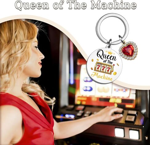 Gambling Gifts for Gambler Slot Machine Keychain Casino Gifts for Women Casino Lovers Gambling Keychain Queen of The Slot Machine Gift Good Luck Gift in Saudi Arabia