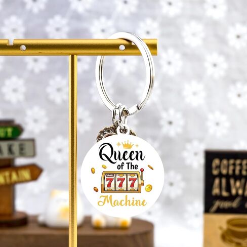 Gambling Gifts for Gambler Slot Machine Keychain Casino Gifts for Women Casino Lovers Gambling Keychain Queen of The Slot Machine Gift Good Luck Gift in Saudi Arabia