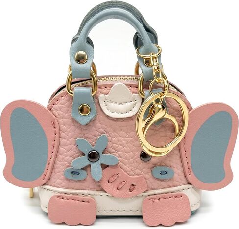 Angyape Mini Coin Purse Keychain Leather Elephant Keychain for Backpack Small Coin Pouch Cute Purse Bag Charm Gift for Women in Kuwait