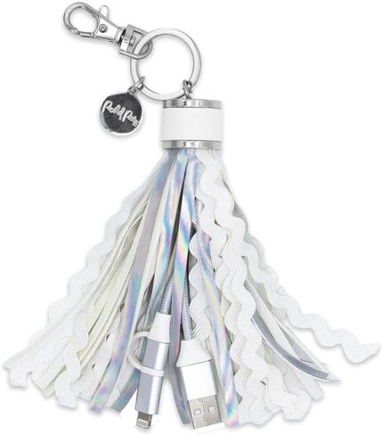 Packed Party More Metallic Portable Charging Tassel Keychain – Holographic Vegan Leather Keychain USB Charger Compatible with iPhone and Android, 1 Inch Keyring in Saudi Arabia
