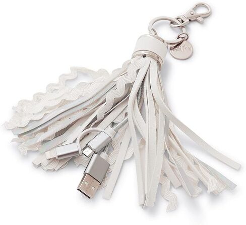 Packed Party More Metallic Portable Charging Tassel Keychain – Holographic Vegan Leather Keychain USB Charger Compatible with iPhone and Android, 1 Inch Keyring in Saudi Arabia