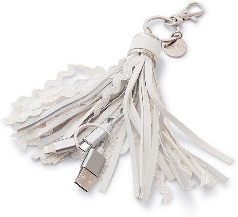 Packed Party More Metallic Portable Charging Tassel Keychain – Holographic Vegan Leather Keychain USB Charger Compatible with iPhone and Android, 1 Inch Keyring in Saudi Arabia