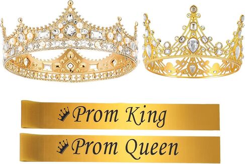 4 Pcs Prom King and Queen Crown Set with Sashes Graduation Party School Party Accessories Prom Queen and King Sashes for Graduation Birthday Wedding Halloween Costume in Saudi Arabia