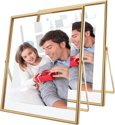 Gold Floating Frame, 8"×10", Set of 2, Portrait, For Picture 7x9, 6x8, 5x7, Tabletop Shelf Photo Frames, Classy for Father Day, Wedding or Birthday in Kuwait