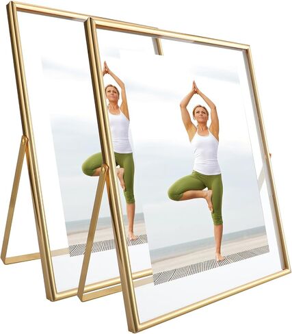 Gold Floating Frame, 8"×10", Set of 2, Portrait, For Picture 7x9, 6x8, 5x7, Tabletop Shelf Photo Frames, Classy for Father Day, Wedding or Birthday in Kuwait