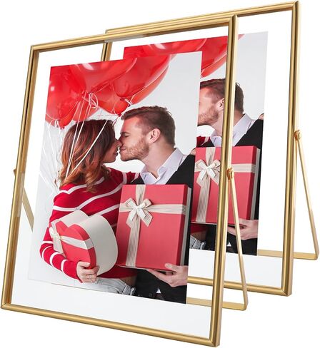 Gold Floating Frame, 8"×10", Set of 2, Portrait, For Picture 7x9, 6x8, 5x7, Tabletop Shelf Photo Frames, Classy for Father Day, Wedding or Birthday in Kuwait