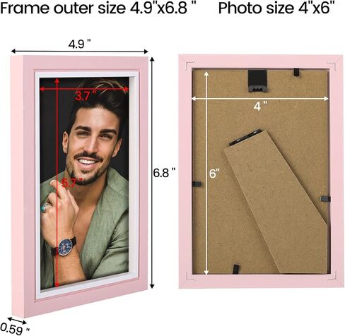LBECUA 4x6 Picture Frame Set of 4, Pink Picture Frames with HD Plexiglass Display Photo 4x6, Horizontal and Vertical for Wall and Tabletop in Saudi Arabia