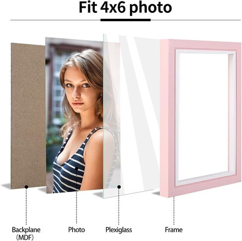 LBECUA 4x6 Picture Frame Set of 4, Pink Picture Frames with HD Plexiglass Display Photo 4x6, Horizontal and Vertical for Wall and Tabletop in Saudi Arabia
